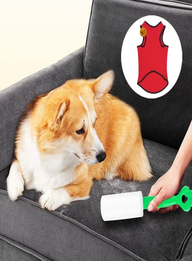 سايج سكوير تيشيرت قطني ناعم للكلاب من سيج سكوير مع بكرة لإزالة الوبر | ملابس مريحة وجيدة التهوية للكلاب ومجموعة بكرة لإزالة الوبر من ملابس الكلاب (كبير - 20 بوصة، أحمر) - Image 4